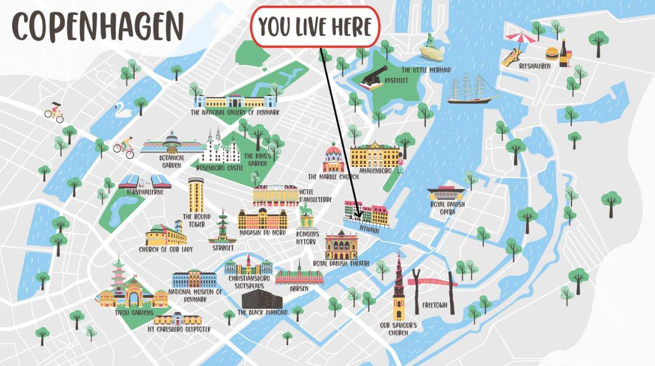 2Br In Vibrant & Colourful Nyhavn Copenhagen City Bagian luar foto